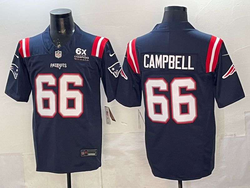 Men 2026 New England Patriots #66 Campbell Blue 3th generations Nike Limited NFL Jersey style 0002